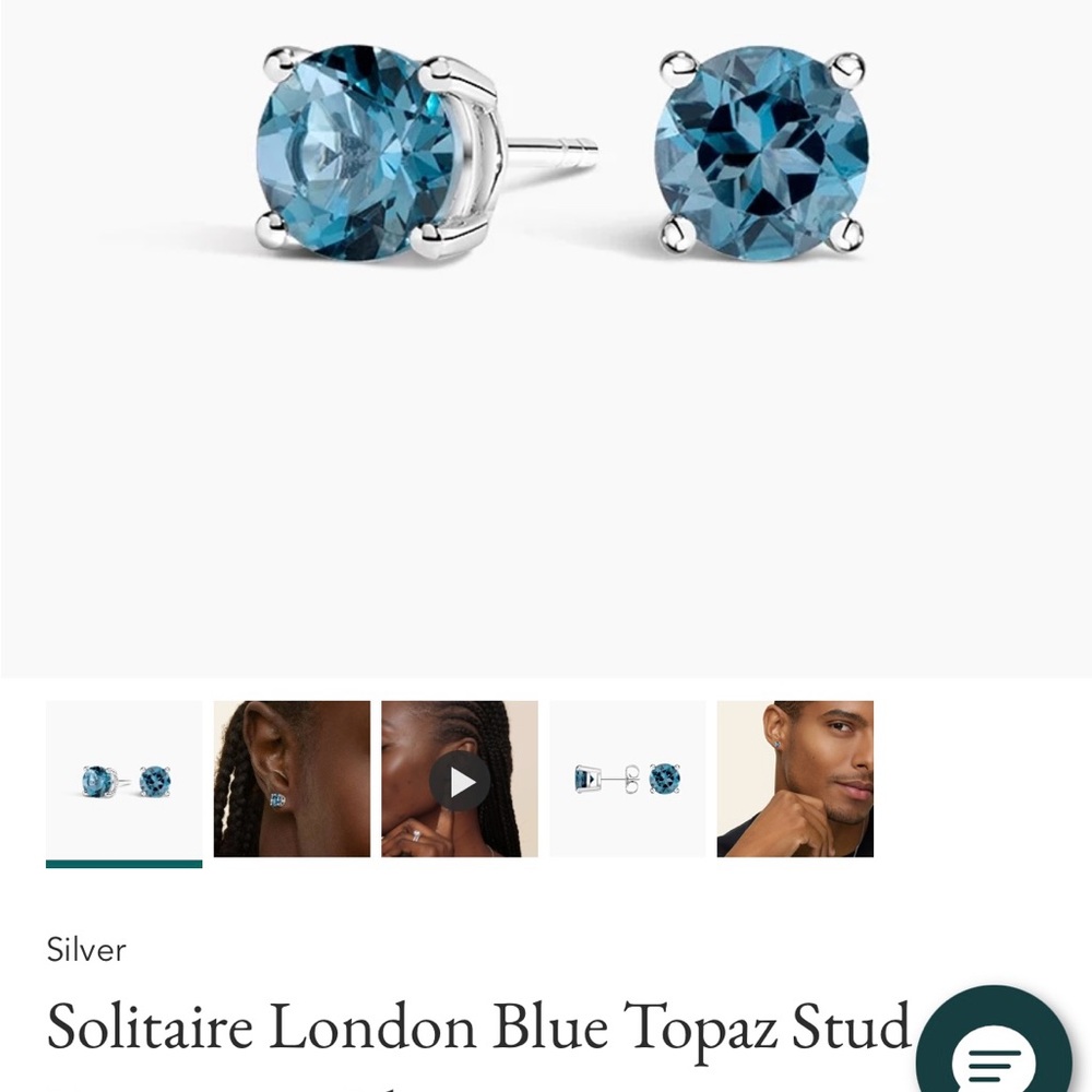 Blue Topaz Stud Earrings in Silver